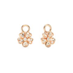 Cherry Blossom Flower Mix Charms Clear Crystals Pave Rose Gold Plated