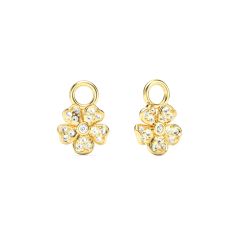 Cherry Blossom Flower Mix Charms Clear Crystals Pave Gold Plated