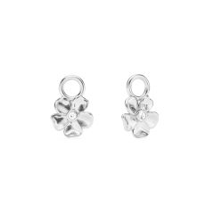 Cherry Blossom Flower Mix Charms Clear Crystals Rhodium Plated