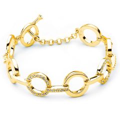 Circle Statement Bracelet Clear Crystal Gold Plated