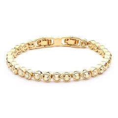 MYJS Tennis Bracelet with Golden Shadow Swarovski® Crystals Gold Plated