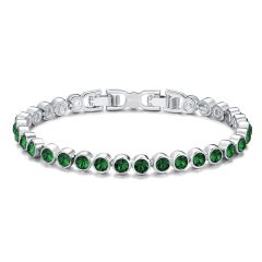 Tennis Bracelet with Swarovski Emerald Rhodium Plated
