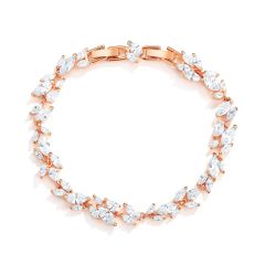 Louison Cluster Statement Bracelet with Cubic Zirconia Rose Gold Plated