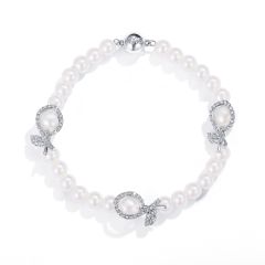 Enfold Pearl Affinity Bracelet with Swarovski Crystals Rhodium Plated