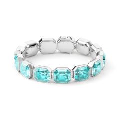 Octagon Sensational Tennis Bracelet Light Turquoise Crystals Rhodium Plated