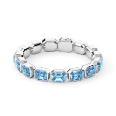 Octagon Tennis Bracelet Light Sapphire Crystals Rhodium Plated