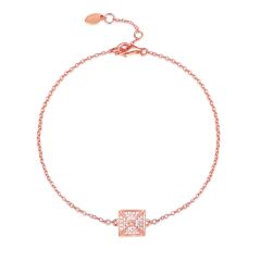 Square Pyramid CZ Pave Bracelet in Sterling Silver Rose Gold Plated