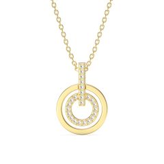 Circle Double Necklace Clear Crystal Gold Plated