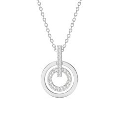 Circle Double Necklace Clear Crystal Rhodium Plated