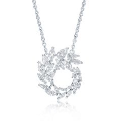 Louison Spiral Necklace with CZ Rhodium Plated