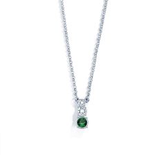 Attract Trilogy Round Pendant with Swarovski Emerald and Clear Crystals Rhodium Plated