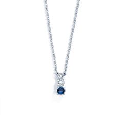 Attract Trilogy Round Pendant with Swarovski Montana and Clear Crystals Rhodium Plated