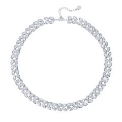 Talesia Double Statement Necklace with Swarovski Crystals Rhodium Plated