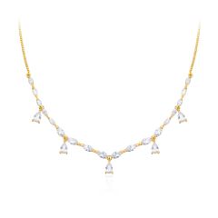 Louison Layer Necklace w Cubic Zirconia Gold Plated
