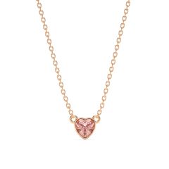Petite Heart Solitaire Necklace Vintage Rose Crystal Rose Gold Plated