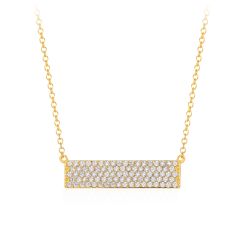 Bar CZ Pave Statement Necklace in Sterling Silver Gold Plated