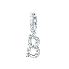 Affinity Charm Letter B with clear Crystals Rhodium Plated