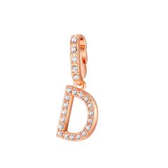 Affinity Charm Letter D with clear Crystals Rose Gold Plated
