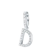 Affinity Charm Letter D with clear Crystals Rhodium Plated