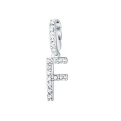 Affinity Charm Letter F with clear Crystals Rhodium Plated
