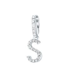Affinity Charm Letter S with clear Crystals Rhodium Plated