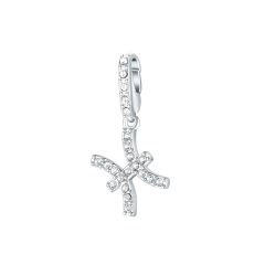 Affinity Charm Pisces Zodiac Sign with clear Crystals Rhodium Plated