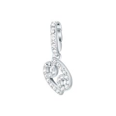 Affinity Charm Cancer Zodiac Sign with clear Crystals Rhodium Plated