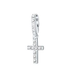 Affinity Cross Charm with clear Crystals Rhodium Plated