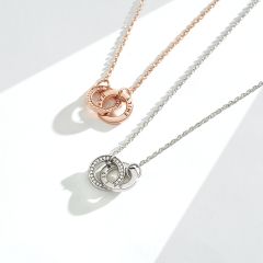 Personalised Interlocking Mini Double Brilliance Circles Necklace in Sterling Silver