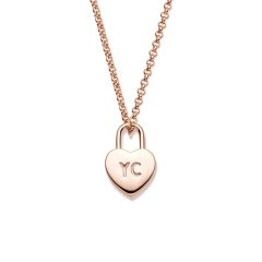 Personalised Holepunched Heart Lock Necklace in Sterling Silver