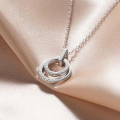 Personalised Metro Double Family Circles Necklace in Sterling Silver