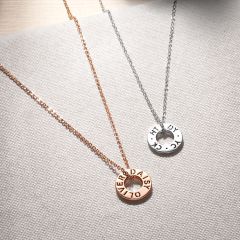 Personalised Holepunched Eternal Circle Necklace in Sterling Silver
