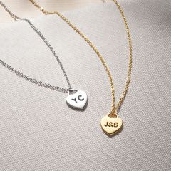 Personalised Holepunched Heart Tag Necklace in Sterling Silver